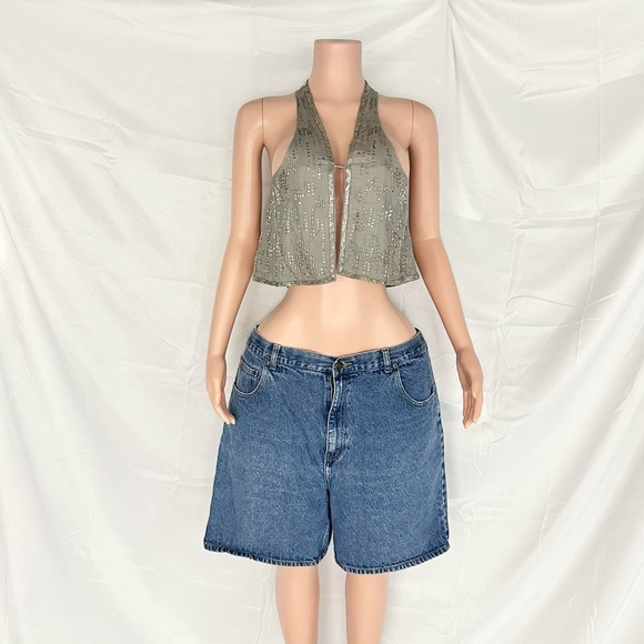 AMERICAN EAGLE OUTFITTERS y2k grey halter style-neck vest top - Picture 1 of 7